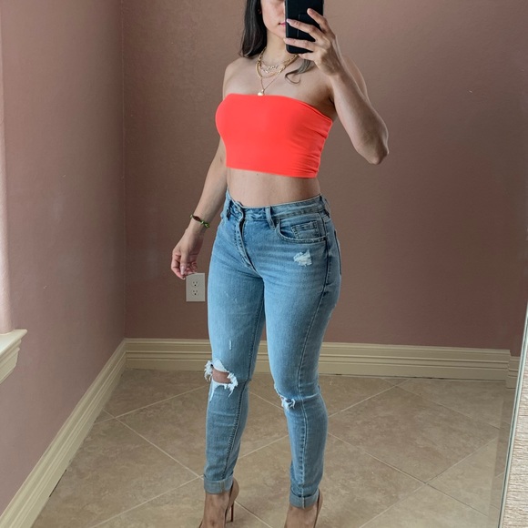 NATHALIE Tube Top -Neon orange - Picture 2 of 4